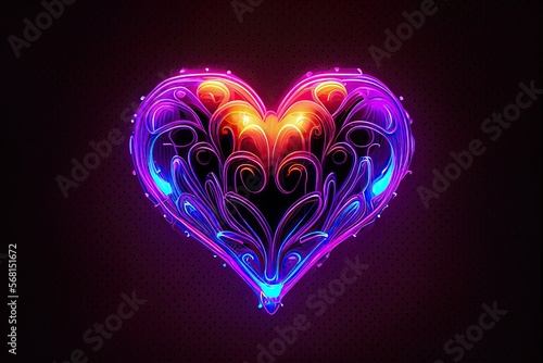 neon light heart - valentines day   Generative AI