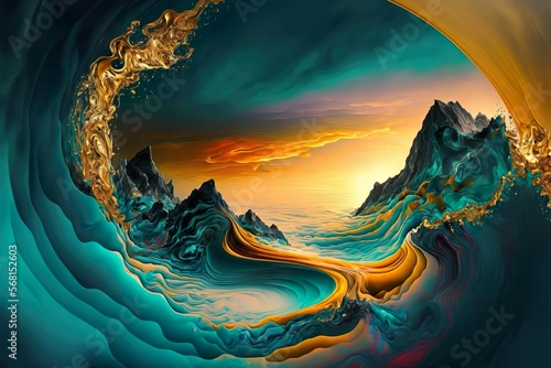 abstract landscape with strange smoke and fluid