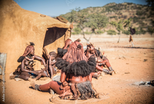 himba people in the village in namibia