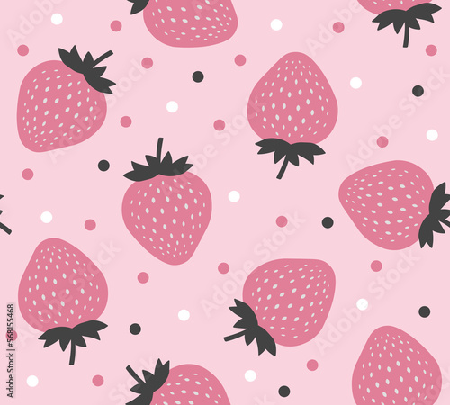 Seamless pattern of pink strawberries  vector illustration for fashion  fabric  wallpaper and cover designs