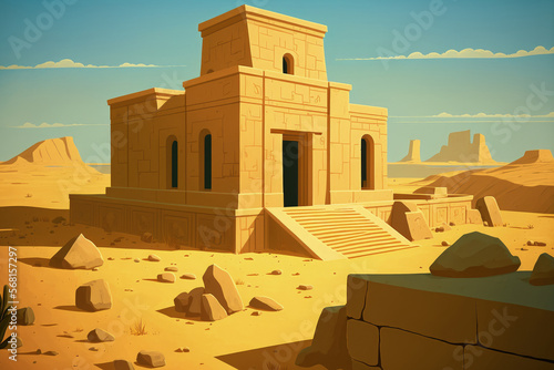 Palace ruins at Amarna, Egypt. Generative AI photo