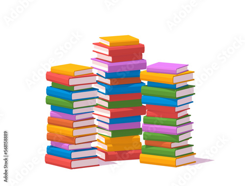 Pile of Colorful Books. Low Poly Dimetric Illustration