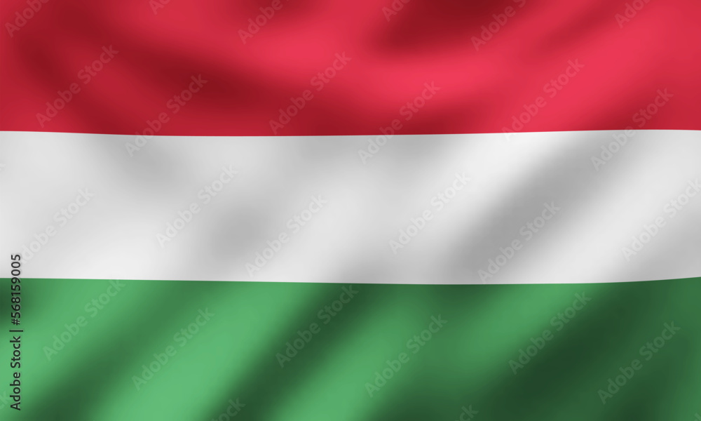 Naklejka premium Waving National Flag of Hungary, Vector Illustration