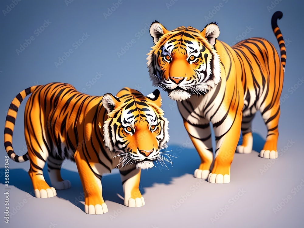 Naklejka premium Adorable Small Tiger Isolated on White Background