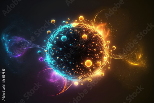 futuristic space particles with an energy structure that is brilliant and rounded. VFX design element of a space orb. Energy beam of power electric magnetic background animation with abstract colorful