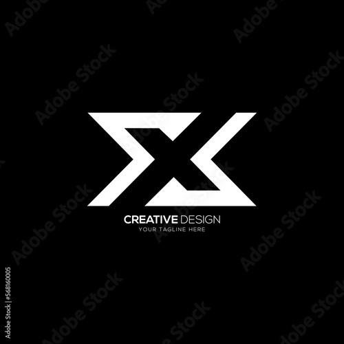 Letter X negative space line art logo