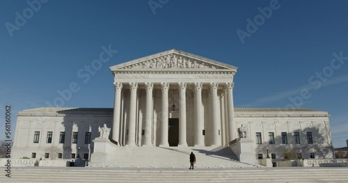Symmetrical Shot Of US Supreme Court Building In Washington DC, U.S.A.