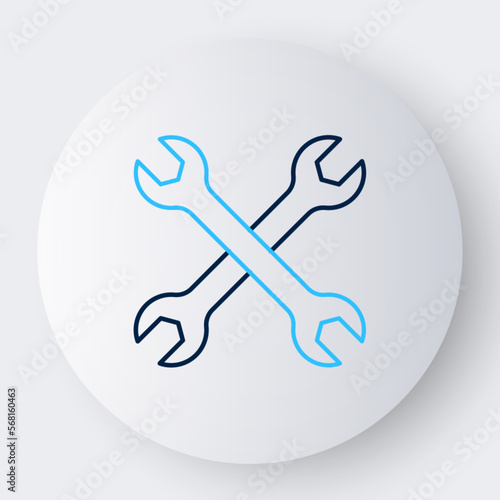 Line Wrench spanner icon isolated on white background. Spanner repair tool. Service tool symbol. Colorful outline concept. Vector