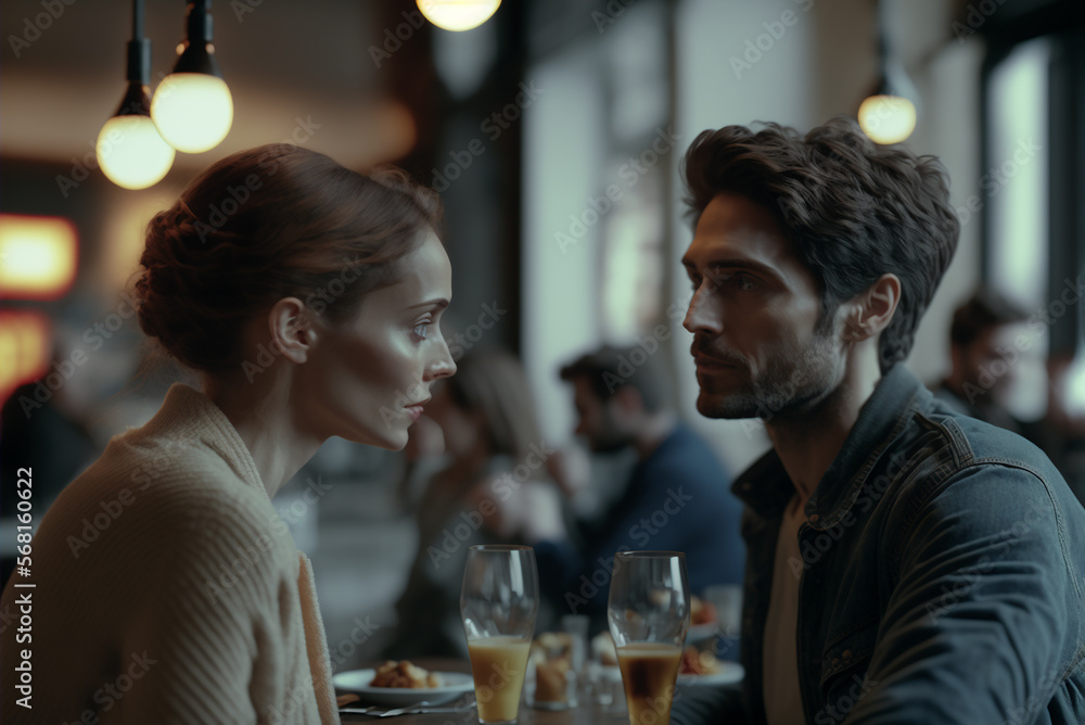 A couple lover at nice restuarant on Valentines day,generative ai. A couple lover at nice restuarant on Valentines day,generative ai.
