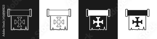 Set Crusade icon isolated on black and white background. Vector