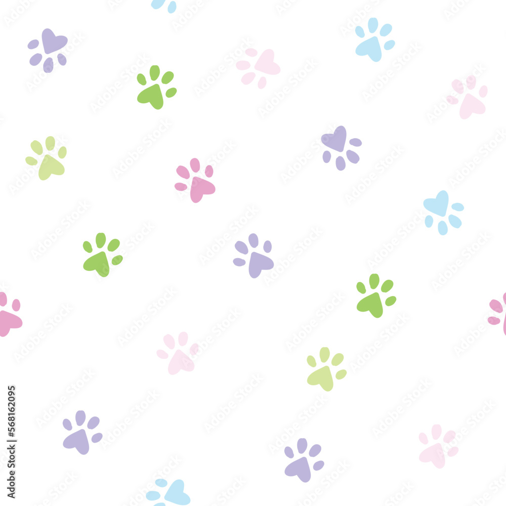 Colorful cat paws seamless pattern Colorful cat paws seamless pattern