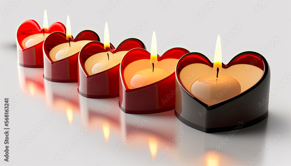 Heart shaped candles on a table, generative ai Stock Illustration