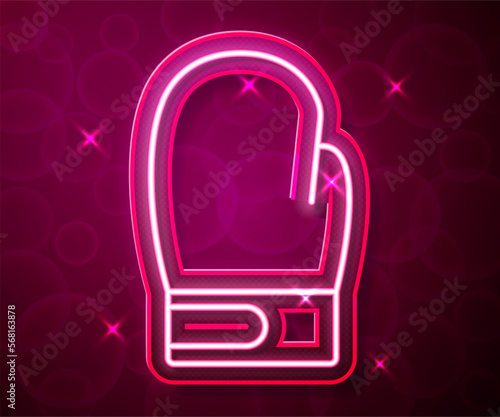 Glowing neon line Boxing glove icon isolated on red background. Vector