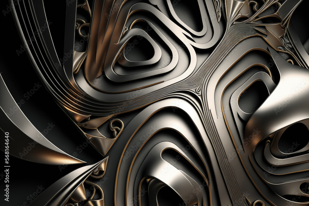 Metal structure in the abstract textured background. Generative AI