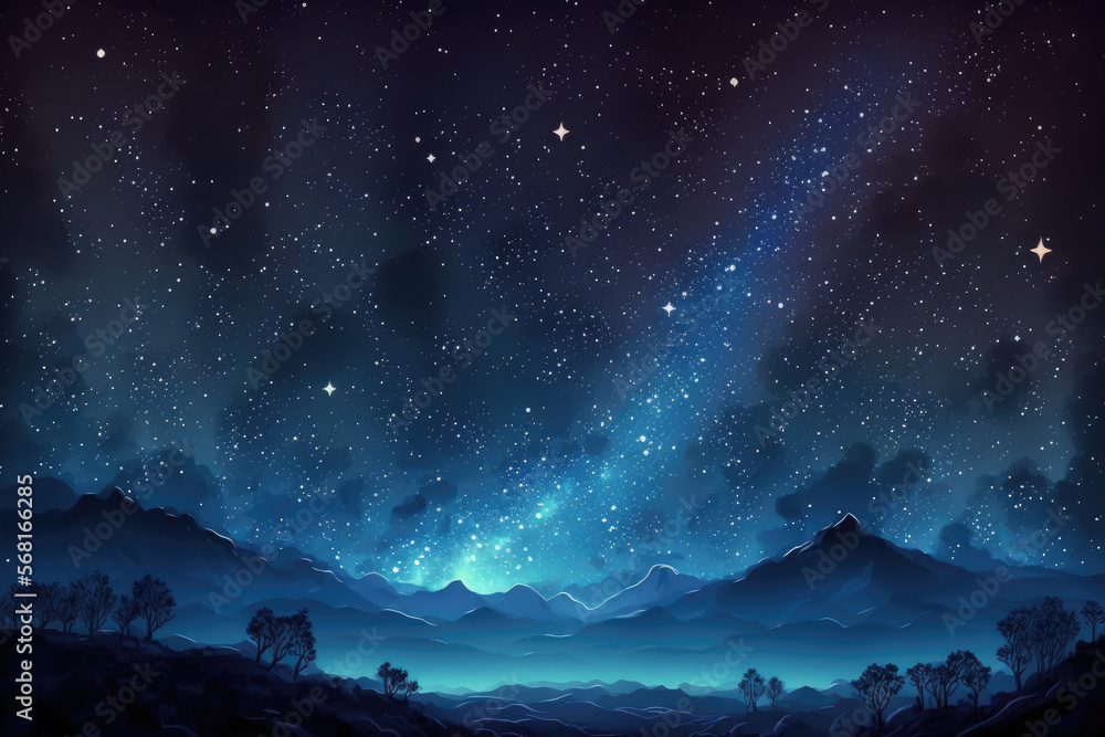 Background of starry night; background of Milky Way Galaxy. Generative AI