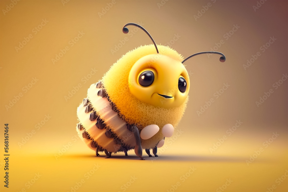 Beautiful cute baby bee wearing a knitted sweater 3d render. Generative AI Beautiful cute baby bee wearing a knitted sweater 3d render. Generative AI