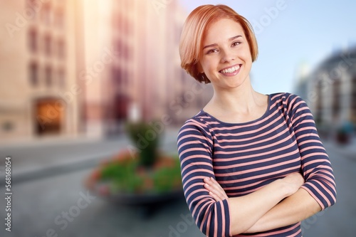 Beautiful young woman posing on outdoor