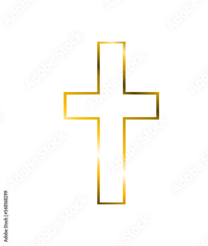 Golden Easter Cross Vector, Floral Crosses Clipart Illustration