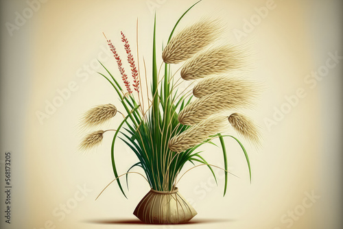 Zebrinus (Miscanthus), Chinese reed, Chinese fans, and Chinese grass. Generative AI photo