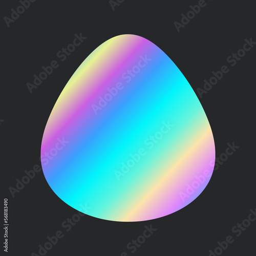 Holographic sticker. Different shape on gradient badget. Vector illustration photo