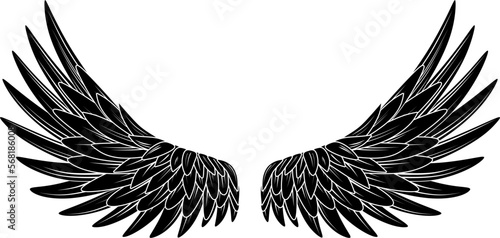 black eagle wings on transparent background – vector