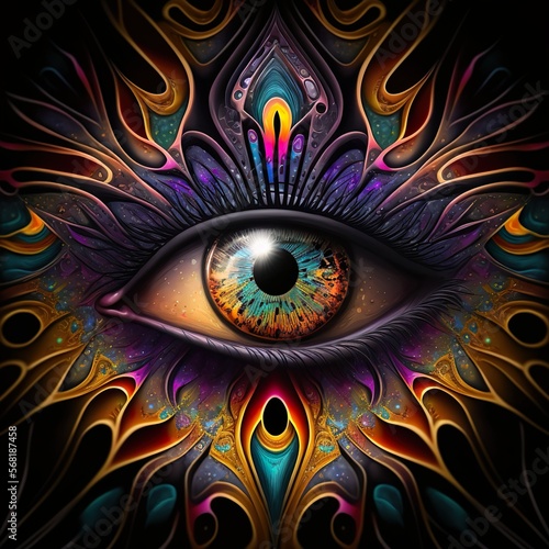 Symbolism Third eye. Digital art illustration Generative AI