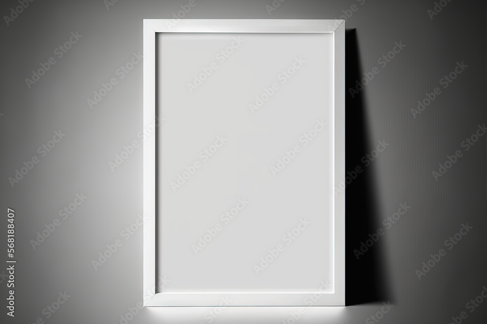 White paper in a shadowed rectangle format on a gray background. Blank paper for a portrait or a landscape. One sheet, banner, background, and photo frame that are realistic. Generative AI White paper in a shadowed rectangle format on a gray background. Blank paper for a portrait or a landscape. One sheet, banner, background, and photo frame that are realistic. Generative AI