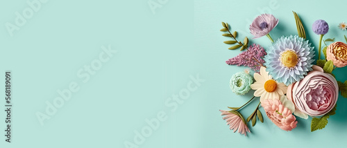 Spring Flowers on a Blue Ba...