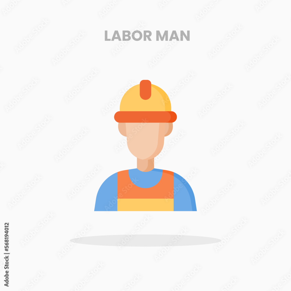 Labor Man icon flat. Vector illustration on white background. Can used for web, app, digital product, presentation, UI and many more.