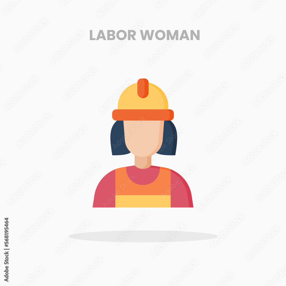 Labor Woman icon flat. Vector illustration on white background. Can used for web, app, digital product, presentation, UI and many more.