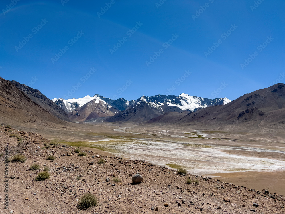 Desert mountain with soil salination. Desert mountain with soil salination.