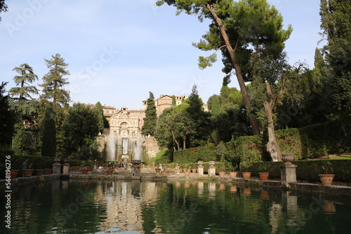 Water fountain in park Villa d'Este in Tivoli, Lazio Italy