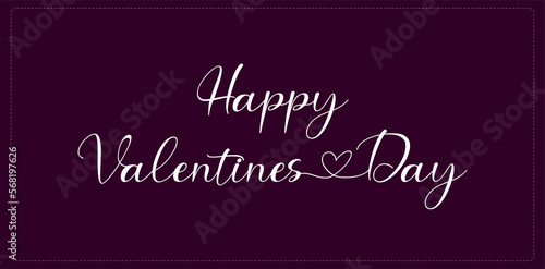 Happy Valentines Day elegant lettering pink square banner. Valentine greeting card template with calligraphy text valentine`s day on red background. Vector illustration 