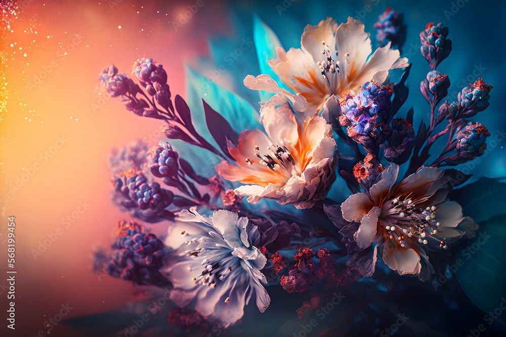 Floral wallpaper or greeting card, bouquet of flowers, flower