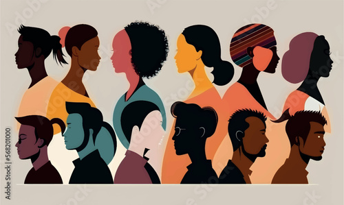 vector illustration representation of ethnic diversity, modern flat minimalist design