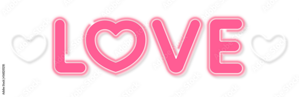 Neon Love Text With Hearts