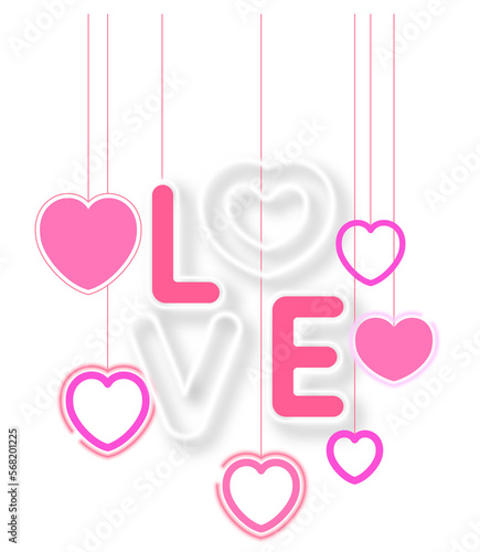 Valentine Background With Hanging Hearts