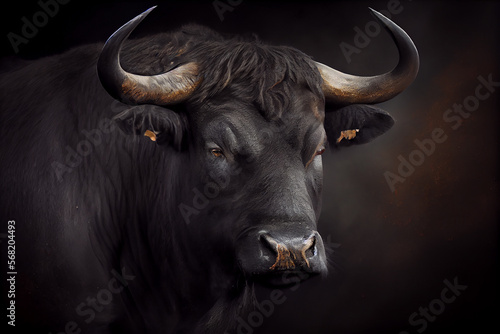 Angry black Bull. generative AI