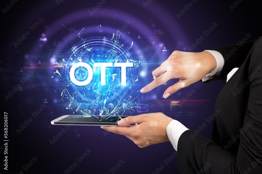 Close-up of a touchscreen with abbreviation. Close-up of a touchscreen with abbreviation.