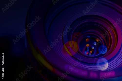 Beautiful colored camera lens for design.