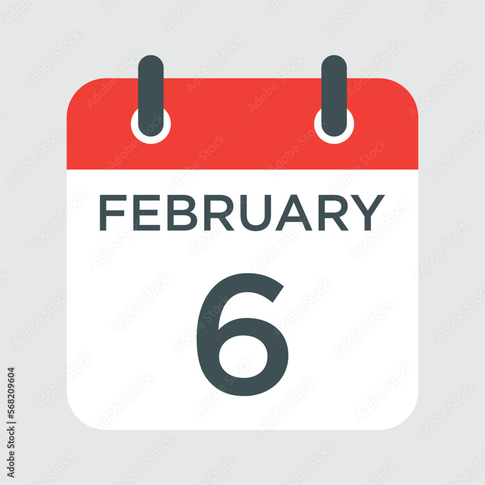 calendar - February 6 icon illustration isolated vector sign symbol calendar - February 6 icon illustration isolated vector sign symbol