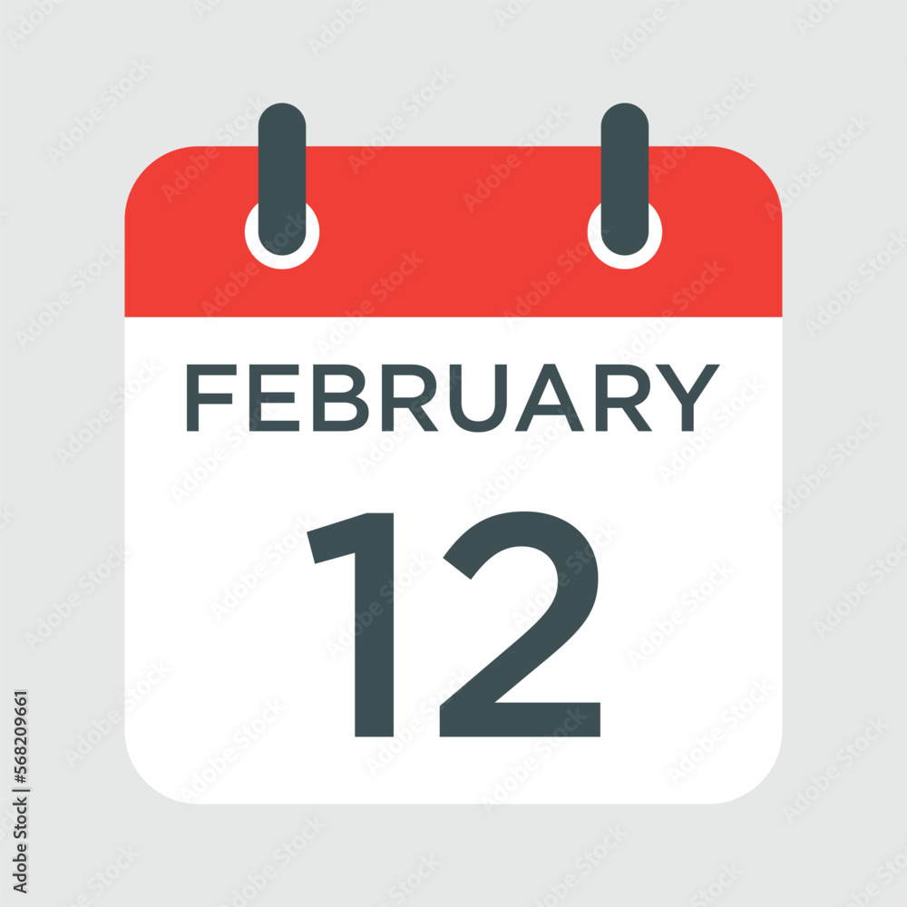 calendar - February 12 icon illustration isolated vector sign symbol calendar - February 12 icon illustration isolated vector sign symbol