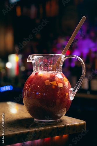 sangria, drink, caribbean drink with fruits and alcohol