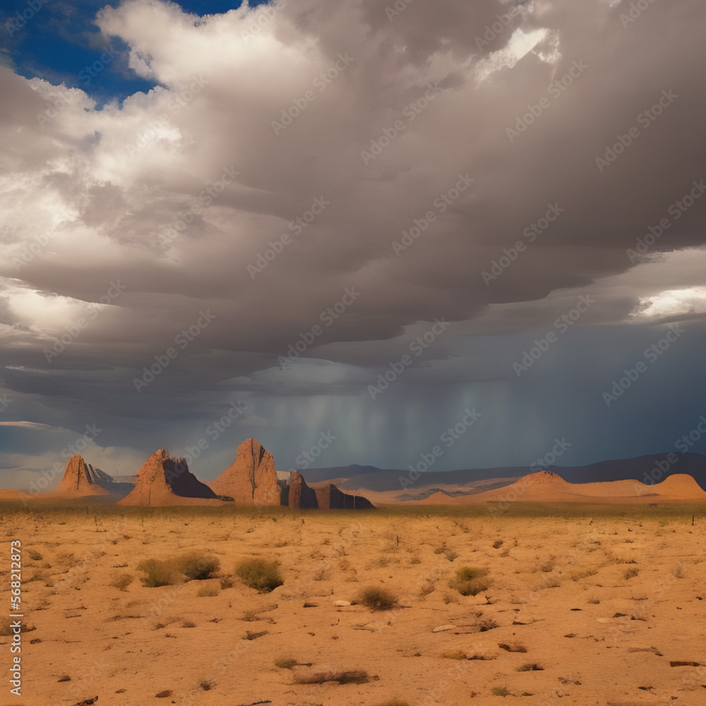 Wild west desert cloudy sky creepy scene beautiful desert storm