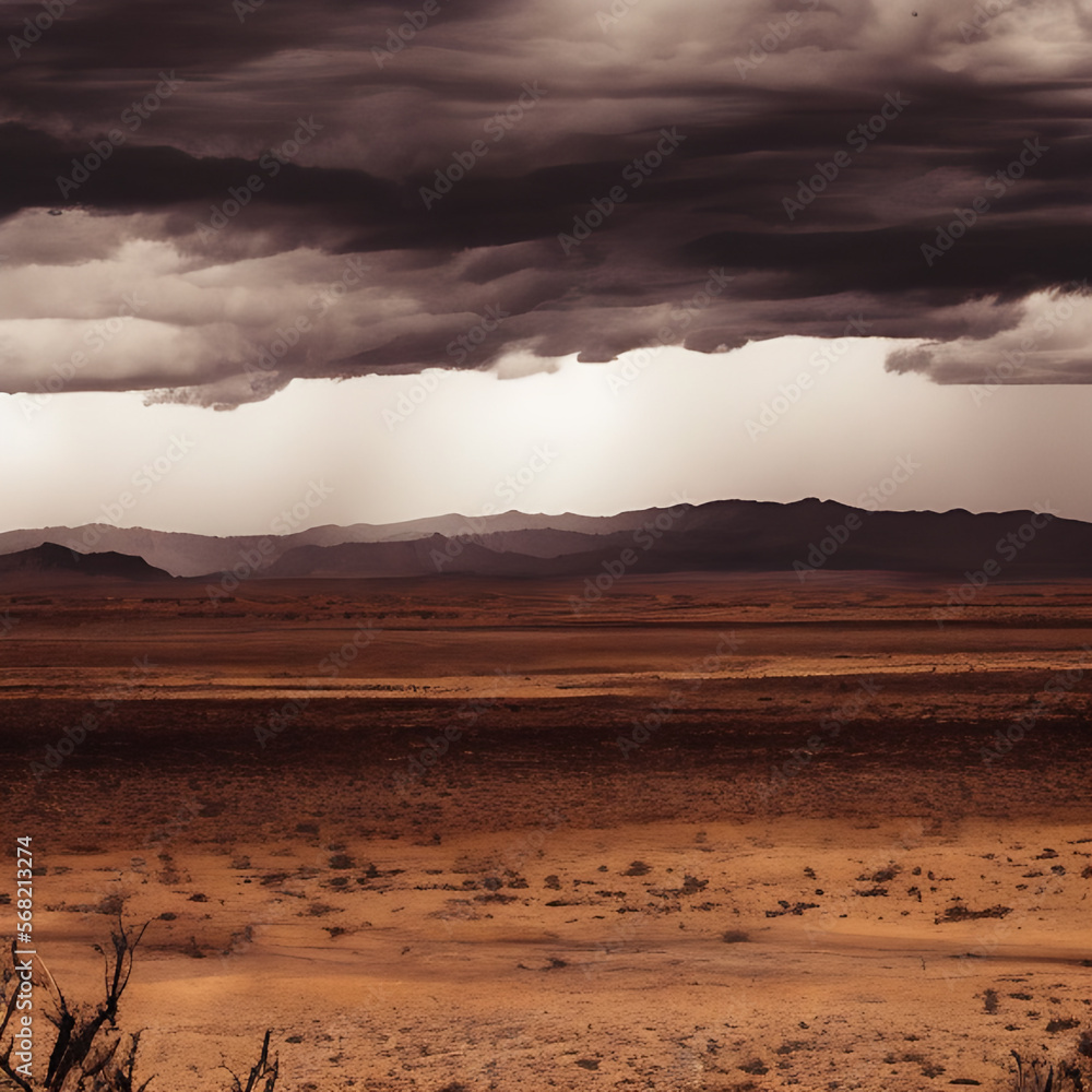 Wild west desert cloudy sky creepy scene dark scary ominous