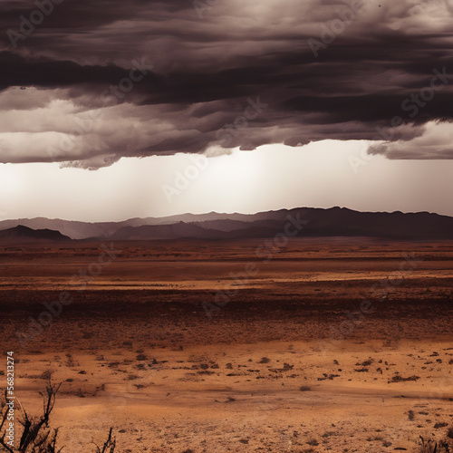 Wild west desert cloudy sky creepy scene dark scary ominous