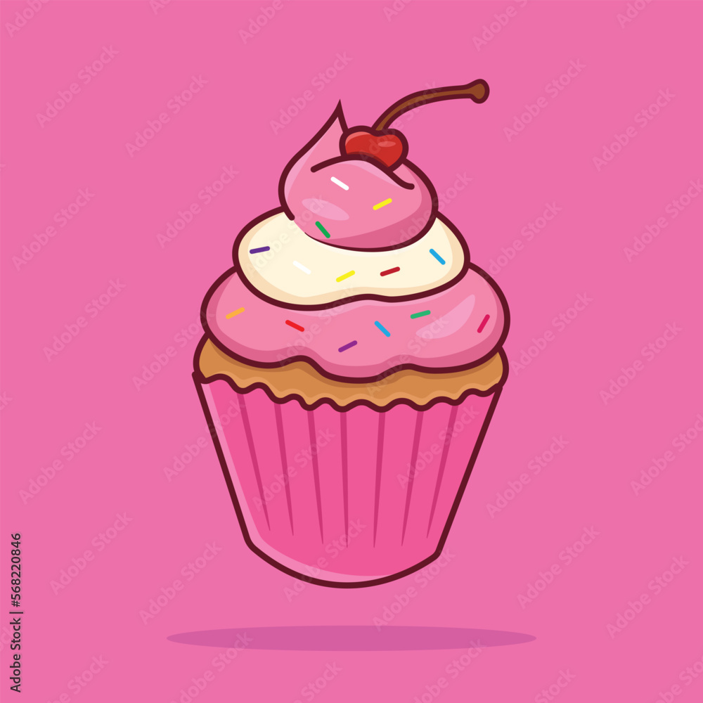 Free vector icon cupcake cartoon illustration Free vector icon cupcake cartoon illustration