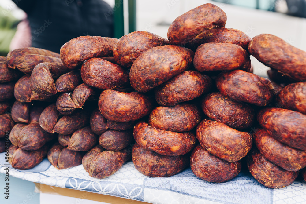 Obraz premium sausages, bacon, ham, salami, European food festival