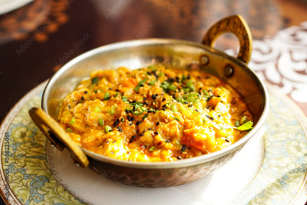 Indian eggplant curry, vegetarian meal no meat Indian eggplant curry, vegetarian meal no meat