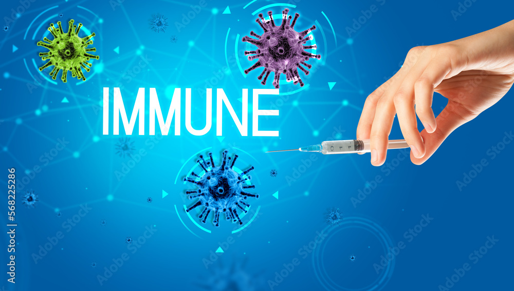 Syringe, medical injection in hand, coronavirus vaccine concept Syringe, medical injection in hand, coronavirus vaccine concept